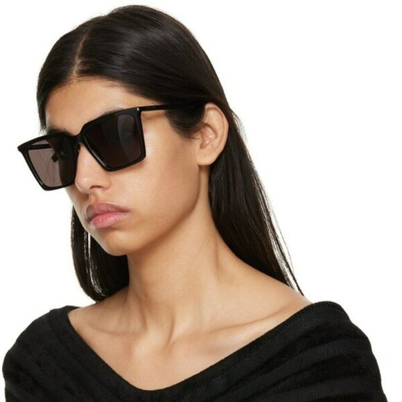 NEW Saint Laurent SL474 001 Black Square Unisex Sunglasses - Picture 5 of 13